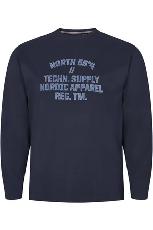 North 56-4 T-shirt Manches Longues En Coton Avec Col Rond Bleu Marine - Marine