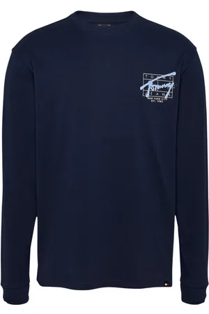 Tommy Hilfiger T-shirt Coton Avec Manches Longues Et Col Rond Marine - Marine