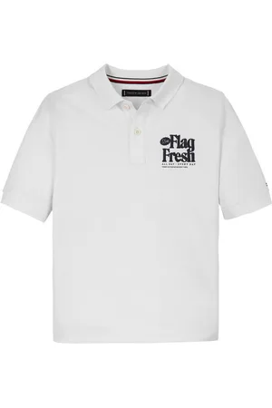 Tommy Hilfiger Polo Junior Garçon Coton Régénératif Avec Manches Courtes Et Col Polo Blanc - Blanc
