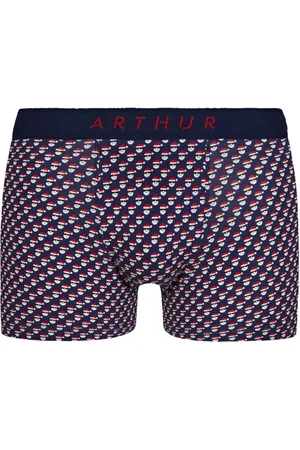 Arthur Aston Boxer En Coton Stretch Bleu Marine à Motifs Père Noël - Bleu