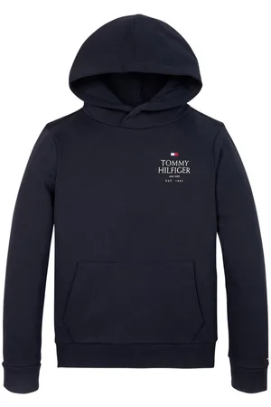 Tommy Hilfiger Sweat Junior Garçon Coton Mélangé Avec Manches Longues Et Col à Capuche Marine - Marine
