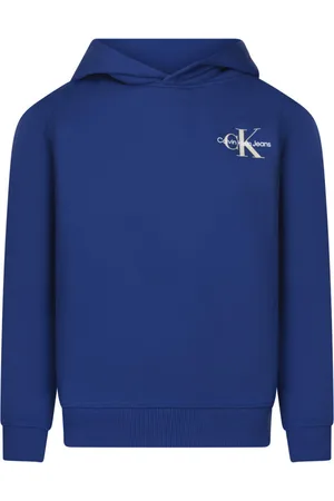 Calvin Klein Sweat Junior Garçon Calvin Klein Coton Avec Manches Longues Et Col à Capuche Bleu - Bleu