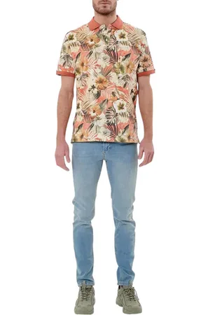 Kaporal 5 Polo Avec Manches Courtes Et Col Boutonné Coton Corail Fleuri - Corail