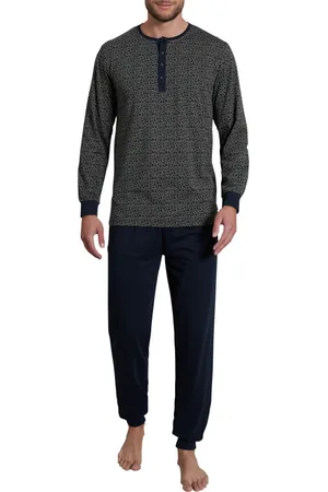 TOM TAILOR Pyjama Long Avec Manches Longues Et Col Tunisien Marine Tacheté - Marine