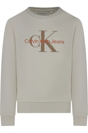 Calvin Klein Sweat Coupe Droite Junior Garçon Calvin Klein En Coton Beige Avec Le Logo Imprimé - Beige