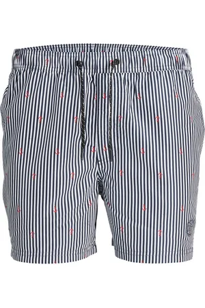 JACK & JONES Short De Bain Junior Garçon Jpstfiji Jjswim Mini Stripe Jnr Marine Rayé - Marine