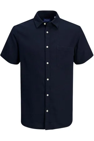 JACK & JONES Chemise Avec Manches Courtes Et Col Français Marine - Marine