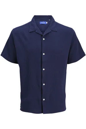 JACK & JONES Chemise Junior Garçon Coton Avec Manches Courtes Et Col à Revers Marine - Marine