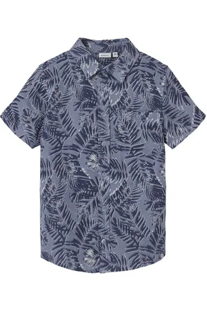 NAME IT Chemise Avec Des Manches Courtes Et Un Col Français Junior Garçon En Coton Bleu - Bleu