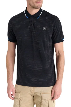 Le Temps des Cerises Polo Coupe Slim Fit En Coton Bleu Marine Rayé Avec Un Liseré Sur Les Revers - Marine