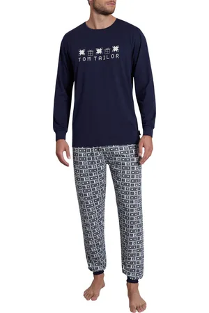 TOM TAILOR Pyjama Long Avec Manches Longues Et Col Rond Marine - Marine