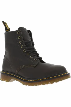 Dr. Martens Bottines Dr.martens En Cuir Olive Et à Lacets Ronds - Olive