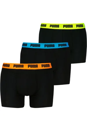 PUMA Lot De 3 Boxers Classiques En Coton Noirs Unis à Ceintures Tricolores - Noirs