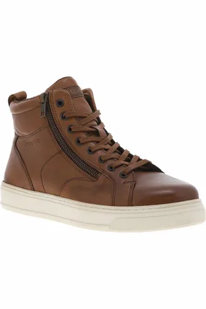 Redskins Baskets En Cuir Cognac Et à Lacets Et Zip Latéral - Cognac