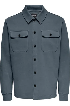 Only & Sons Surchemise Coupe Regular Fit Bleue Ardoise Avec Des Poches à La Poitrine - Ardoise