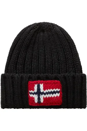 Napapijri Bonnet Noir Maille Côtelée - Noir