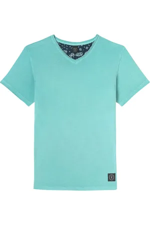 Le Temps des Cerises T-shirt Coton Avec Manches Courtes Et Col V Bleu - Bleu
