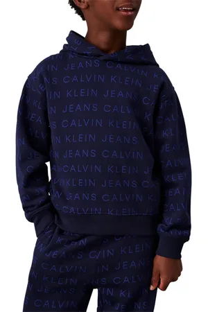 Calvin Klein Sweat à Capuche Junior Garçon Calvin Klein Coton Avec Manches Longues Et Col à Capuche Nuit Monogrammes - Nuit
