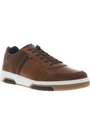 Bullboxer Baskets Basses En Cuir Beige Cognac à Lacets élastiqués - Cognac