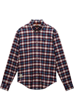 Napapijri Chemise Coton Avec Manches Longues Et Col Boutonné Marine Carreaux - Marine