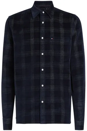 Tommy Hilfiger Chemise Coton Avec Manches Longues Et Col Français Nuit Tweed - Nuit