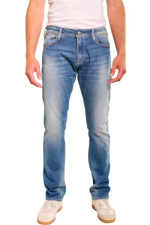 Le Temps des Cerises Jean Coupe Slim Fit En Coton Bleu Stone Délavé Aux Cuisses - Stone