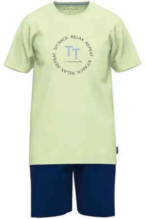 TOM TAILOR Pyjama Court En Coton Bicolore à Coupe Droite Et Col Rond - Jaune