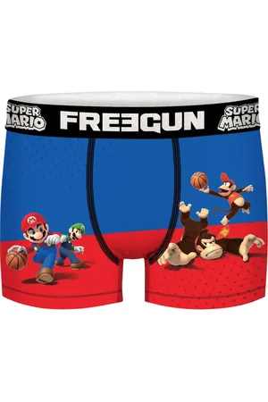Freegun Boxer Classique Coupe Fermée Junior Garçon Bleu Super Mario Basket - Bleu