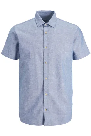JACK & JONES Chemise Avec Manches Courtes Et Col Français Ciel - Ciel