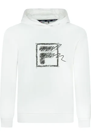 Fila Sweat à Capuche En Coton Blanc Avec Manches Longues Et Col Croisé - Blanc