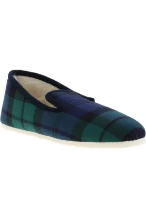 Arthur Aston Charentaises Bill En Laine Verte à Imprimé Carreaux Made In France - Vertes