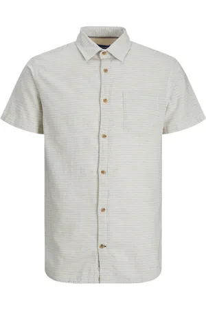 JACK & JONES Chemise Avec Manches Courtes Et Col Français Coton Beige à Pois - Beige