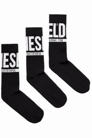 Diesel Lot De 3 Paires De Chaussettes En Coton Noires - Noires