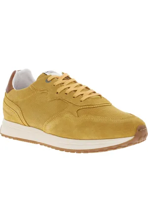 Redskins Baskets Basses En Cuir Nubuck Ocre à Lacets Plats - Ocre