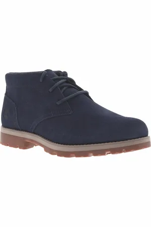 Timberland Bottines En Cuir Bleues Marine Et à Lacets Ronds - Marine