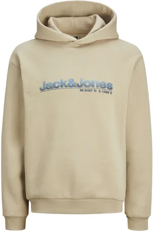 JACK & JONES Sweat à Capuche Beige Imprimé Nom De La Marque Poitrine - Beige