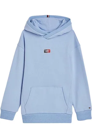 Tommy Hilfiger Sweat Junior Garçon Avec Manches Longues Et Col à Capuche Coton Mélangé Ciel - Ciel