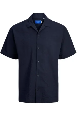 JACK & JONES Chemise Avec Manches Courtes Et Col Cubain Marine - Marine