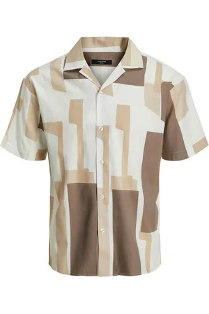 JACK & JONES Chemise Avec Manches Courtes Et Col Cubain Beige - Beige