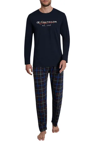 TOM TAILOR Pyjama Long Avec Manches Longues Et Col Rond Marine - Marine