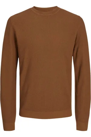 JACK & JONES Pull Premium En Coton Avec Manches Longues Et Col Rond Camel - Camel