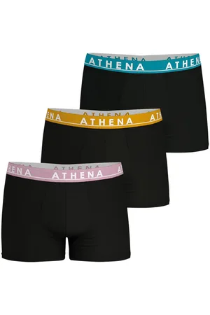 ATHENA Lot De 3 Boxers Classiques En Coton Noirs à Ceintures Tricolores - Noirs