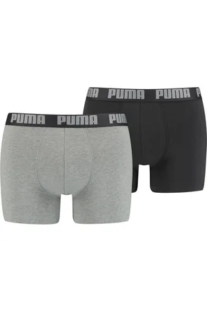 PUMA Lot De 2 Boxers Basic En Coton Stretch Gris Clair Chiné Et Gris Anthracite - Gris