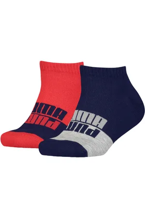 PUMA Lot De 2 Chaussettes Basses En Coton Mélangé Stretch Rouge, Gris Et Bleu Marine - Multicolore