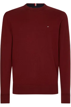Tommy Hilfiger Pull Col Rond Tommy H Sportswear En En Coton Biologique (en Partie) Avec Manches Longues Bordeaux - Bordeaux