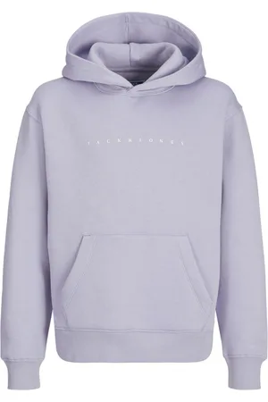 JACK & JONES Sweat à Capuche Junior Garçon Coton Mélangé Avec Manches Longues Et Col à Capuche Lilas - Lilas