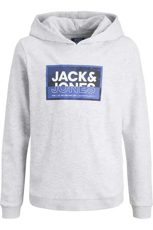 JACK & JONES Sweat à Capuche Junior Garçon Coton Mélangé Avec Manches Longues Et Col à Capuche Gris Clair - Gris Clair