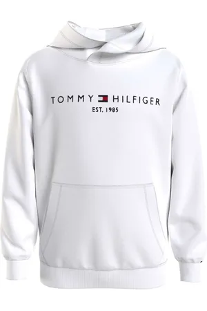Tommy Hilfiger Sweat Junior Garçon Coton Avec Manches Longues Et Col à Capuche Blanc - Blanc