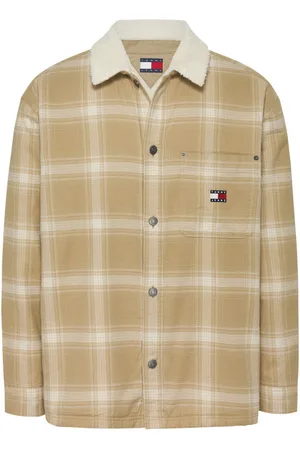 Tommy Hilfiger Surchemise Coton Régénératif Avec Manches Longues Et Col à Revers Sable Carreaux - Sable