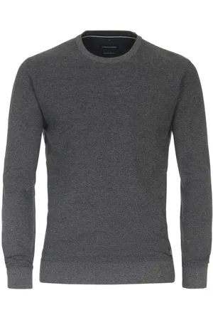 Casa Moda Pull Coton Mélangé Avec Manches Longues Et Col Rond Gris Chiné - Gris